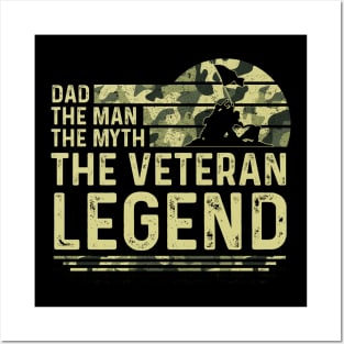 Dad The Man The Myth The Veteran Legend Vintage Retro Posters and Art